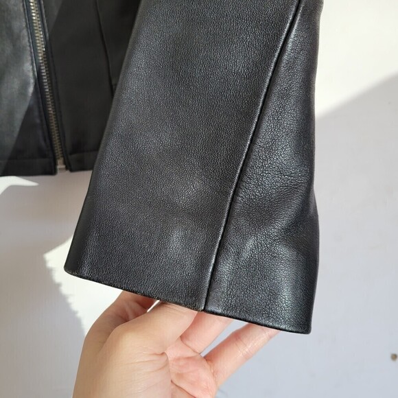 Kenneth Cole Reaction Black 100% Leather Long Sleeve Moto Biker Jacket Sz Small - Picture 7 of 13